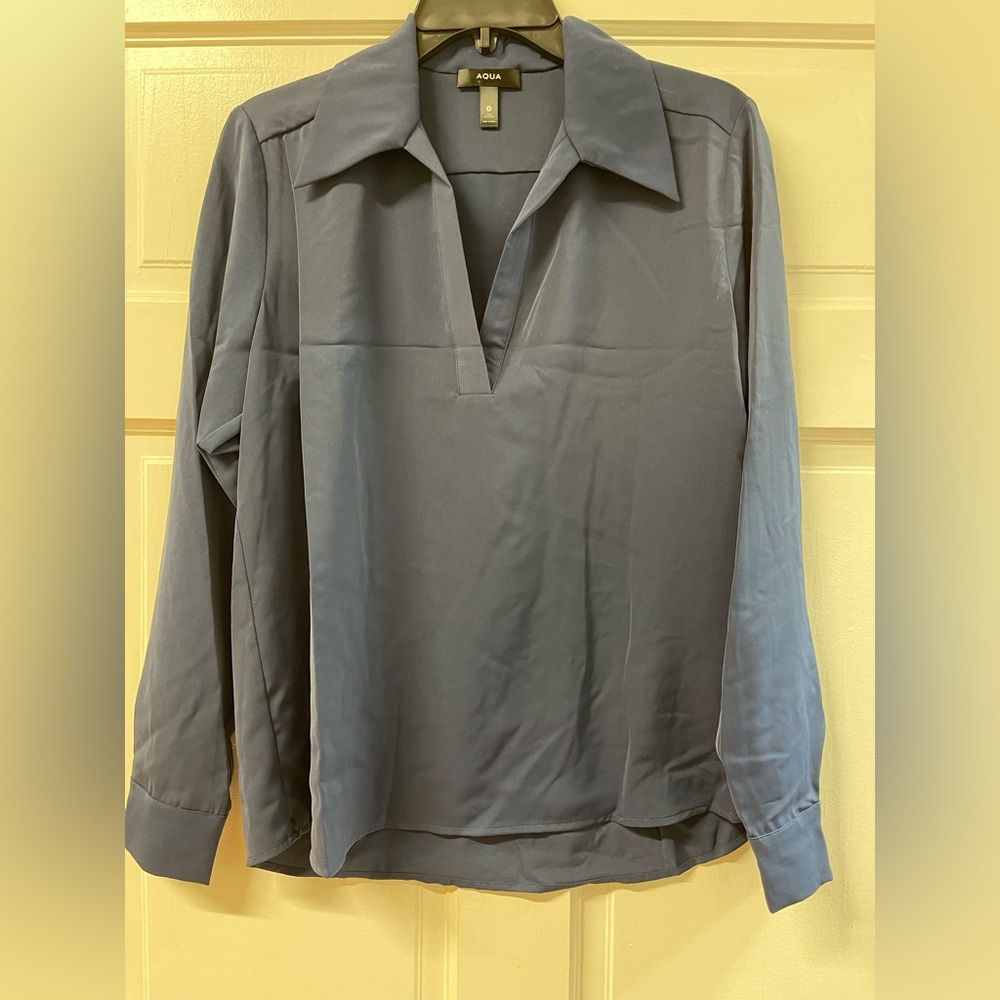 Aqua polyester silk top